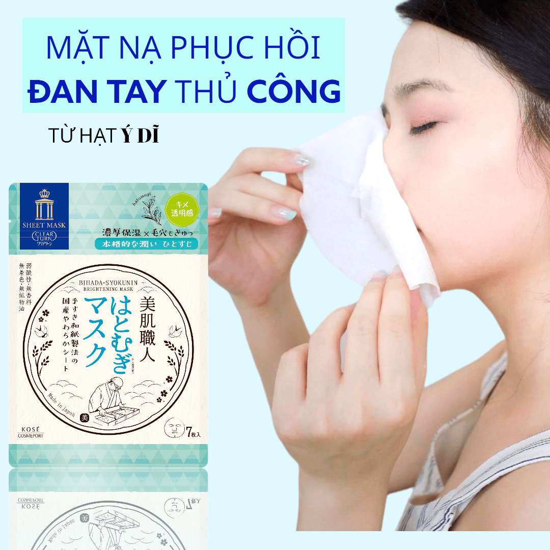 Mặt Nạ Dưỡng Sáng Da Chứa Chiết Xuất Ý Dĩ Bihada - Syokunin Clear Turn