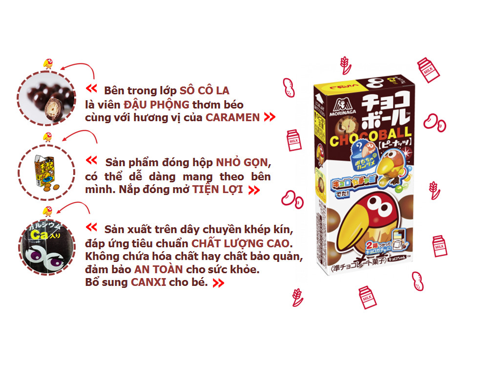 Kẹo Socola Nội Địa Nhật Morinaga Chocoball hộp nhỏ 28g