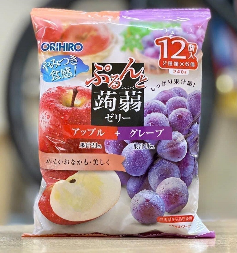 Thạch hoa quả Orihiro mix vị táo, nho tím 240g