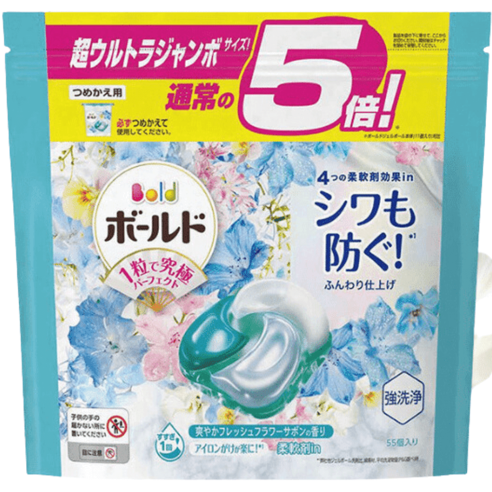 VIÊN GIẶT XẢ BOLD GEL BALL 4D P&G HƯƠNG HOA TƯƠI MÁT TÚI REFILL 55 VIÊN
