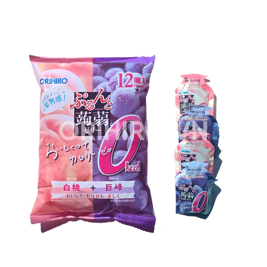 Thạch hoa quả Orihiro mix vị Đào, Nho tím 240g