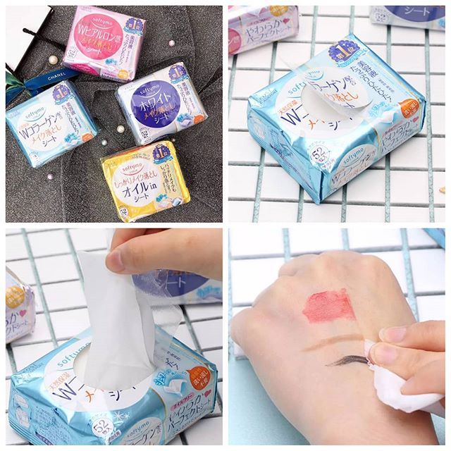 Khăn Ướt Tẩy Trang Dưỡng Ẩm Bổ Sung Collagen Softymo Kosé Gói 52 Miếng_Nội Địa Nhật