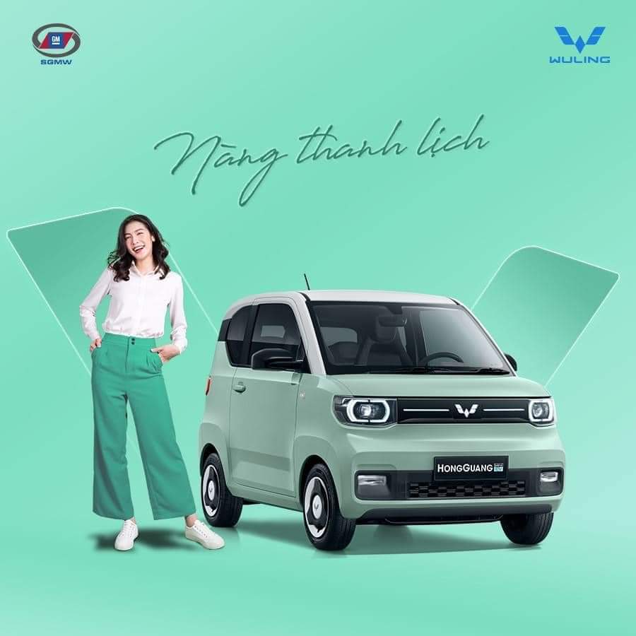 Xe điện Wuling Mini EV – LV2 ( màu xanh bơ- nóc đen)
