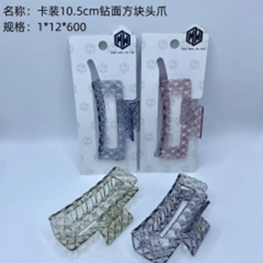 Kẹp tóc vuông mặt kim cương, kích thước 10.5 cm, đóng thẻ.