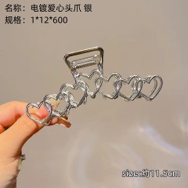 kẹp vuốt hình tim mạ điện màu bạc