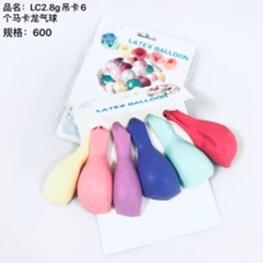 6 quả bóng bay Macaron, đóng thẻ treo, mã LC, trọng lượng 2.8g mỗi quả.