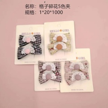 Kẹp tóc họa tiết kẻ caro hoa nhỏ, 5 màu