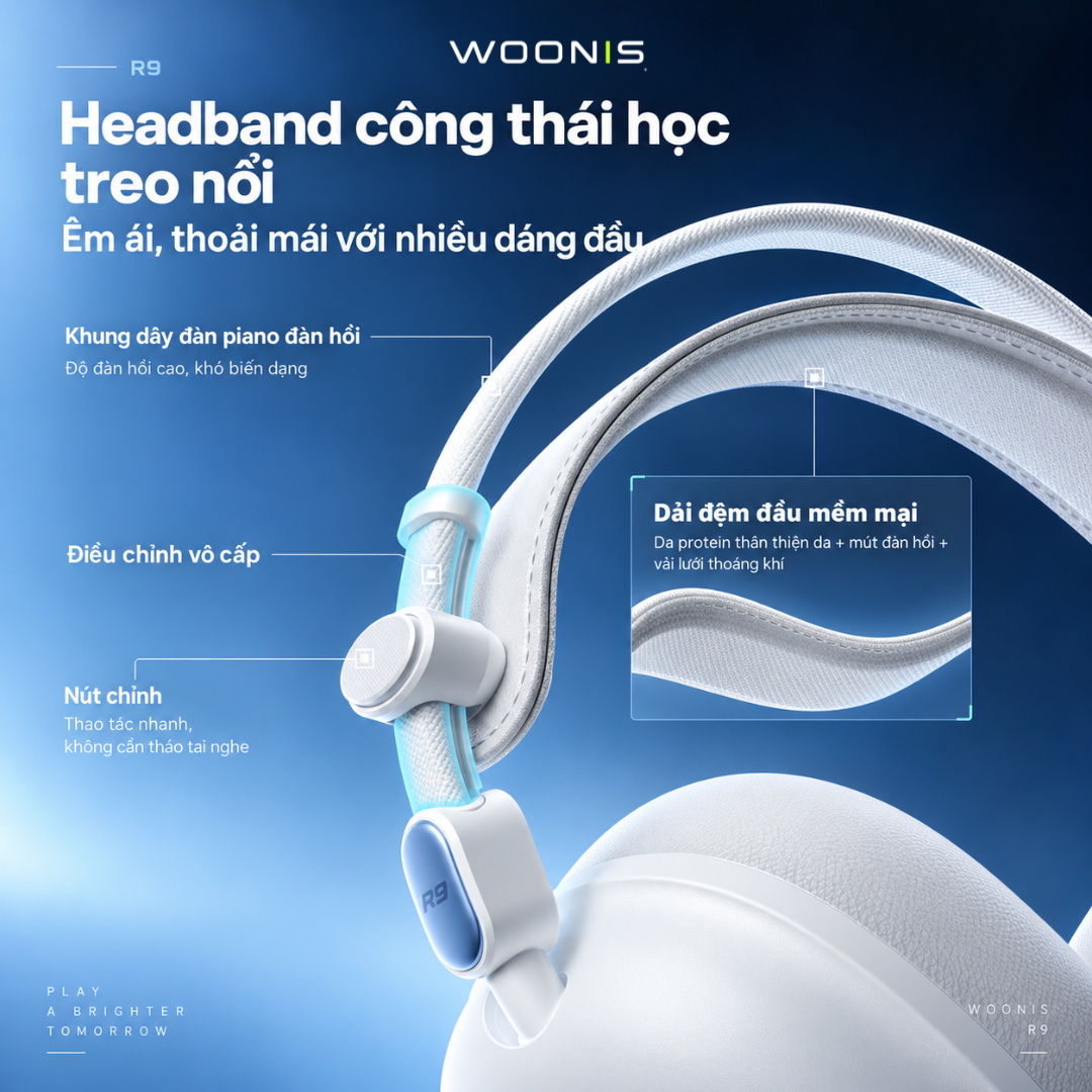 Cấu trúc headband công thái học treo nổi của MCHOSE R9