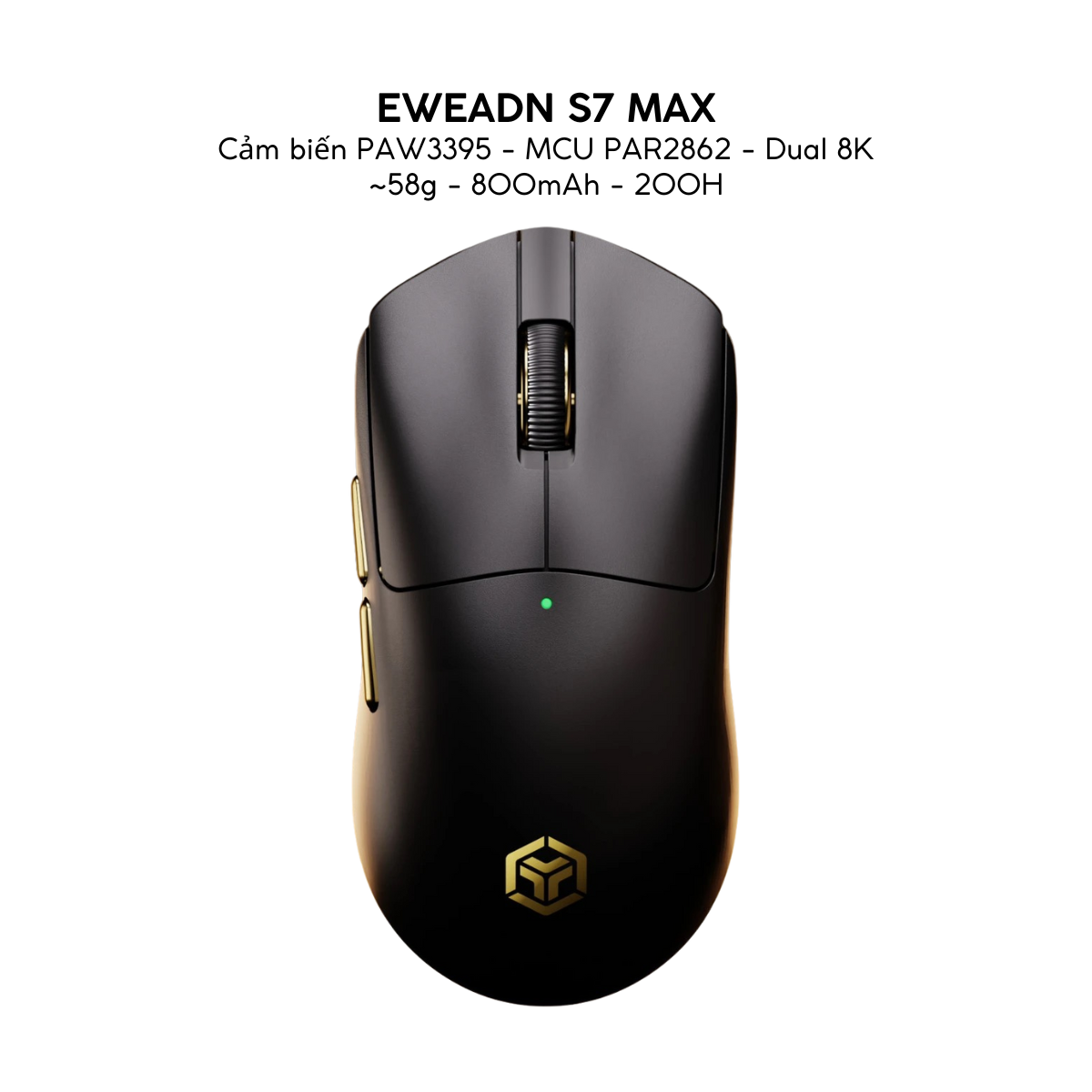 Chuột Gaming Không Dây Eweadn S7 Series, PAW 3950, PAR2862, Polling rate 8K, Pin 800mAh, Lớp phủ Nano Ice Skin