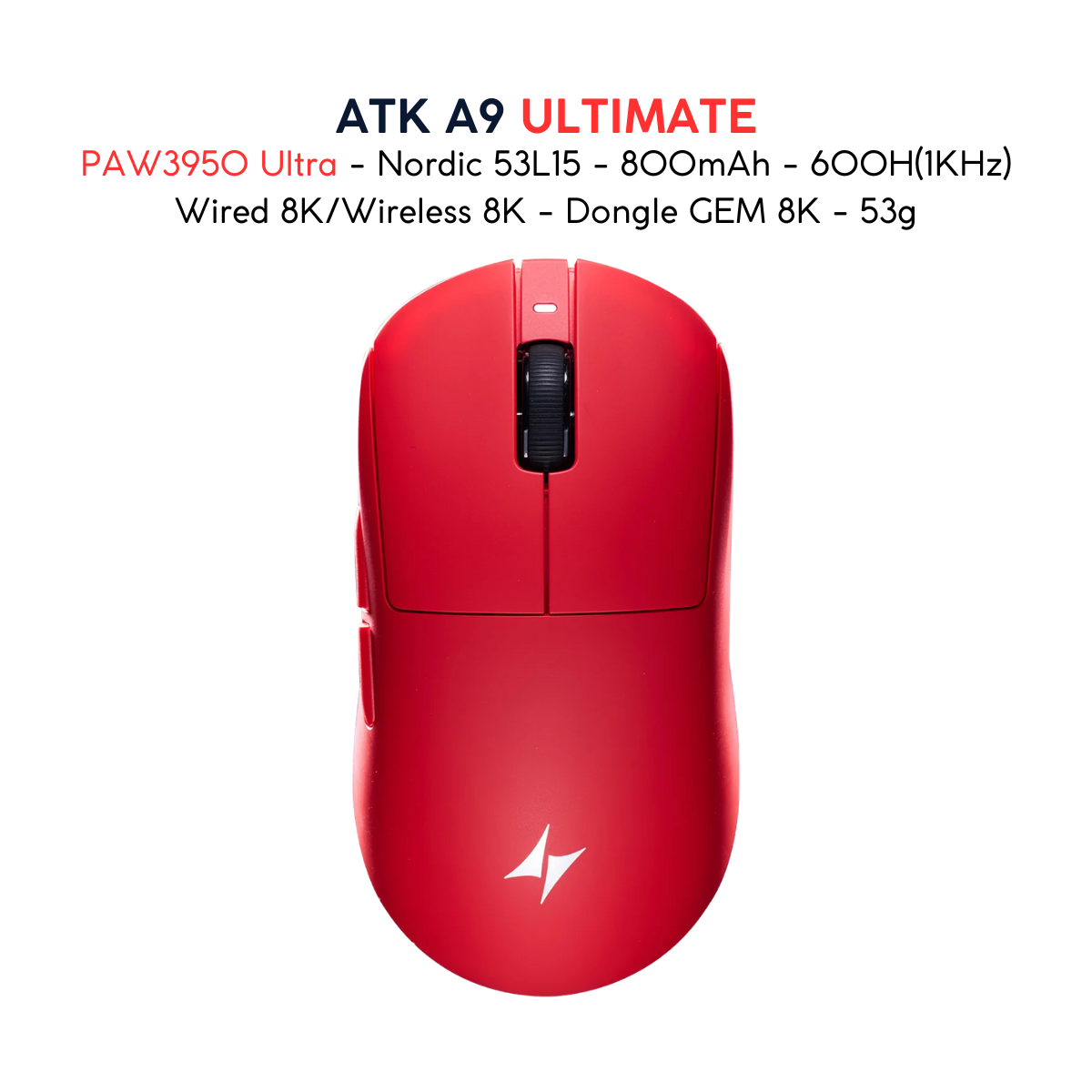 Chuột Gaming ATK A9 Ultramax - Ultimate – Chuột Không Dây Nhẹ 53g, Cảm Biến PAW3950 Ultra, Polling Rate 8000Hz - Hiệu Suất Đỉnh Cao Cho Game Thủ