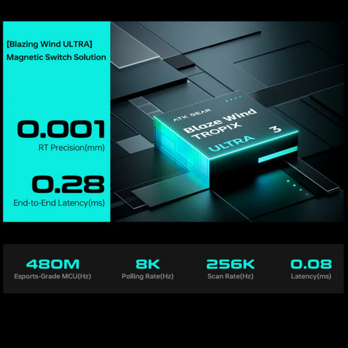 BÀN PHÍM GAMING HE ATK RS7 AIR, Polling Rate 8K, Độ Chính Xác 0.001mm, Scan Rate 256K, Độ Trễ 0.08ms, RGB 16.8 triệu màu