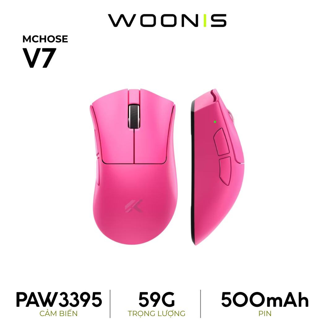 Chuột Gaming Không Dây MCHOSE V7 – PAW3395, 59g, 3 Mode, Pin 500mAh