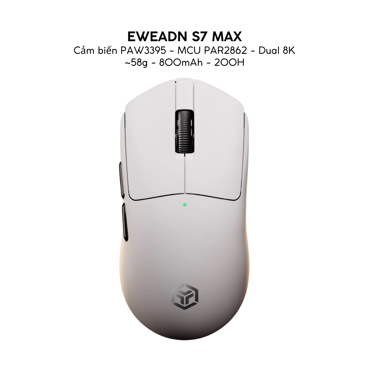 Chuột Gaming Không Dây Eweadn S7 Series, PAW 3950, PAR2862, Polling rate 8K, Pin 800mAh, Lớp phủ Nano Ice Skin