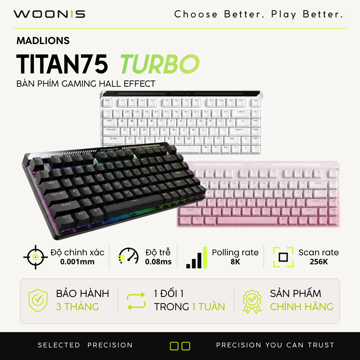 MAD TITAN 75 | Bàn Phím Gaming HE Chuyên Game 8K | Scan Rate 256K, Độ Trễ 0.08ms, Accuracy 0.001mm, RGB 16.8 Triệu Màu