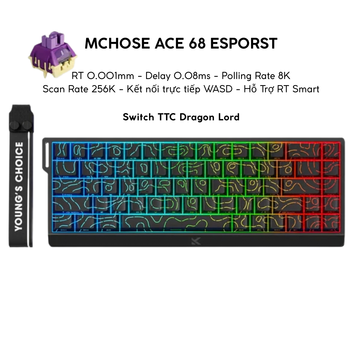 BÀN PHÍM CƠ GAMING HE MCHOSE ACE60/68 | Rapid Trigger | Scan-rate 128K | 8000hz