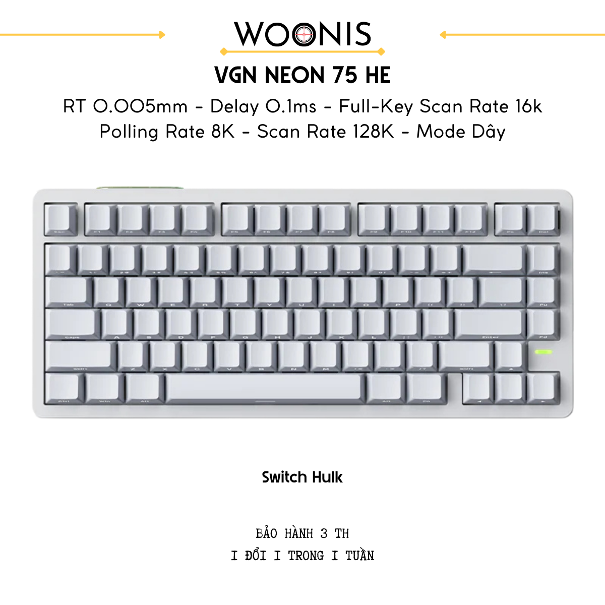 VGN Neon 75 | Bàn Phím Phím Từ Tính Chuyên Game Pin 8000mAh, 8K Hz, Độ Trễ 0.1ms, Scan Rate 256K, Accuracy 0.005mm, RGB 16.8 Triệu Màu