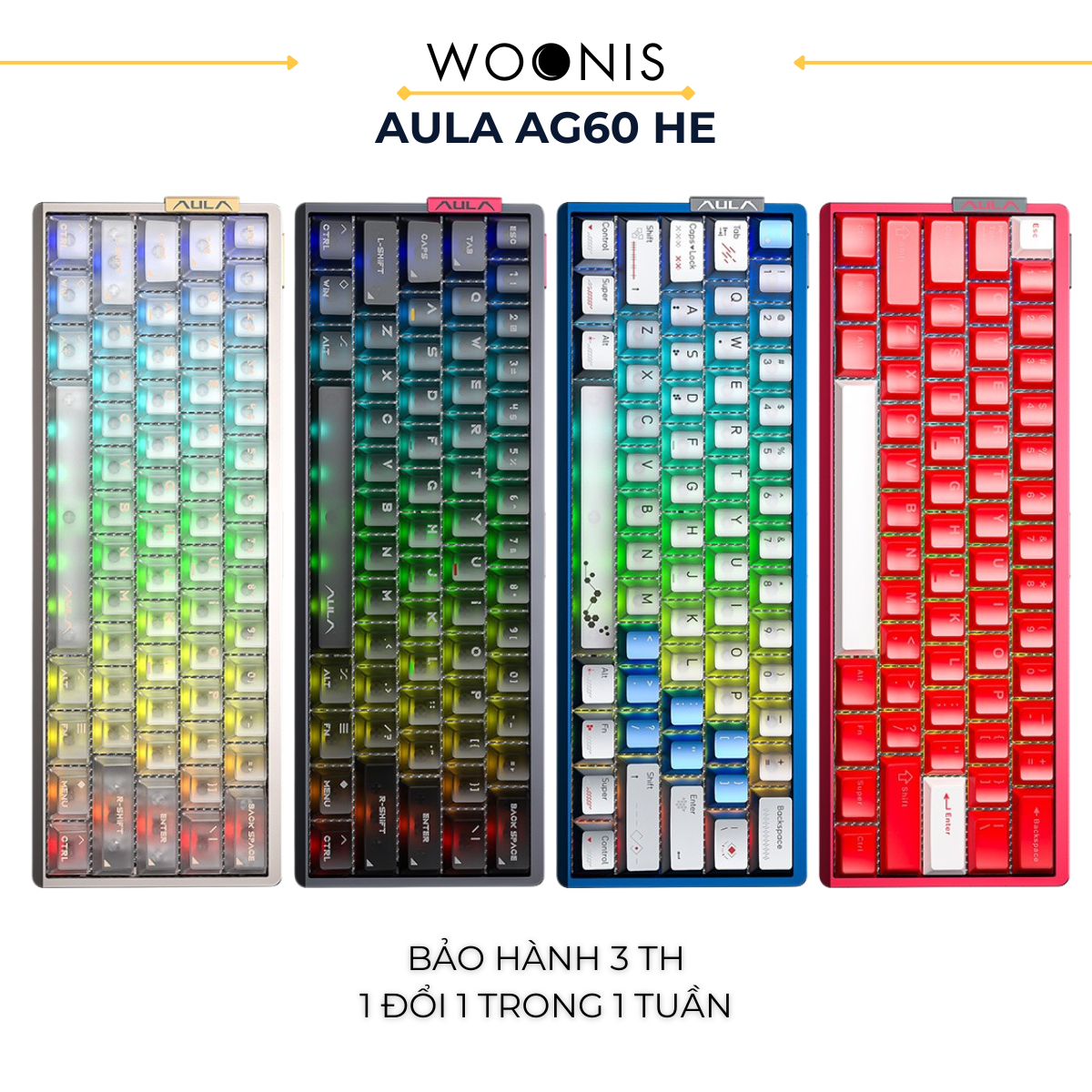 AULA AG60 | Bàn Phím Phím Từ Tính Chuyên Game Kết nối trực tiếp ADC, 8K Hz, Độ Trễ 0.08ms, Ultra-high Scan Rate 2304K, Accuracy 0.001mm, RGB đôi siêu sáng