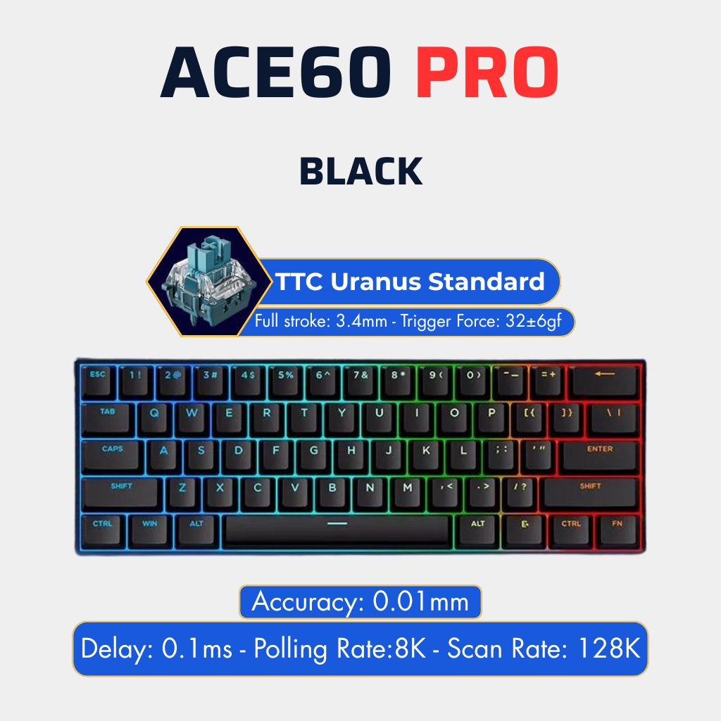 BÀN PHÍM CƠ GAMING HE MCHOSE ACE60/68 | Rapid Trigger | Scan-rate 128K | 8000hz