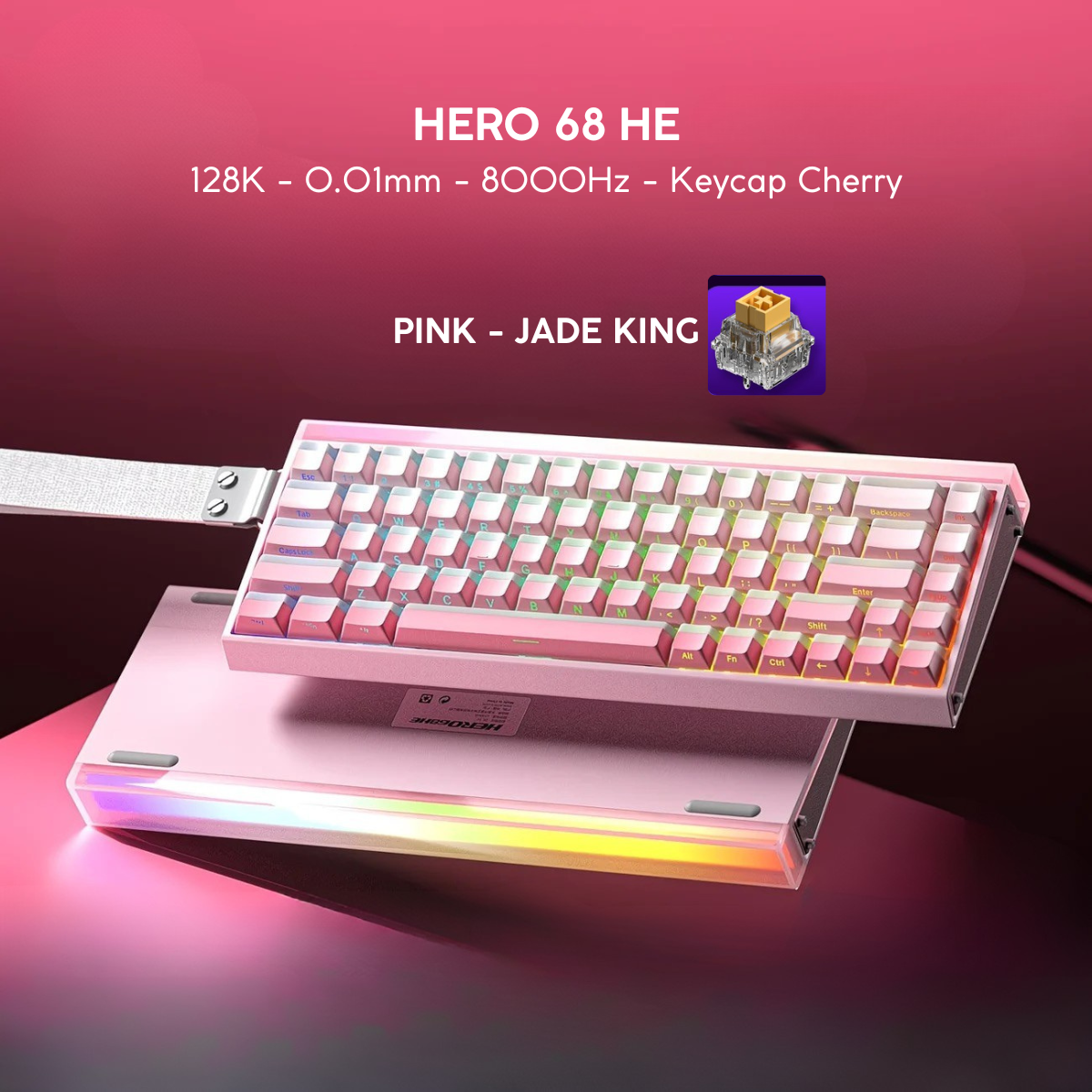 Aula Hero 68 | Bàn Phím Gaming HE Polling rate 8K Hz, Scan rate 128K, Độ Trễ 0.1ms, Hộp Đèn Neon RGB