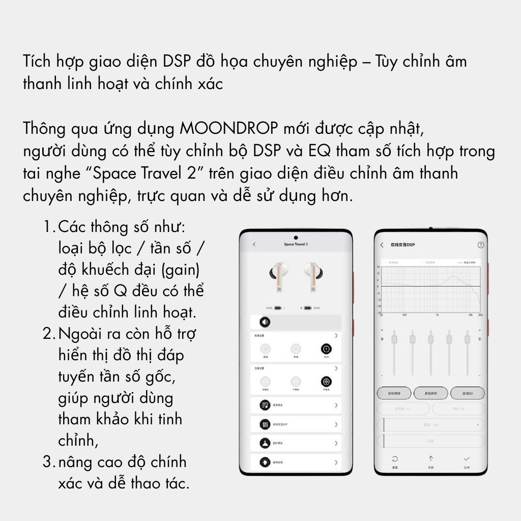Tai nghe Bluetooth MOONDROP Space Travel 2 – Chống ồn ANC, Tùy chỉnh DSP, Hỗ trợ AutoEQ