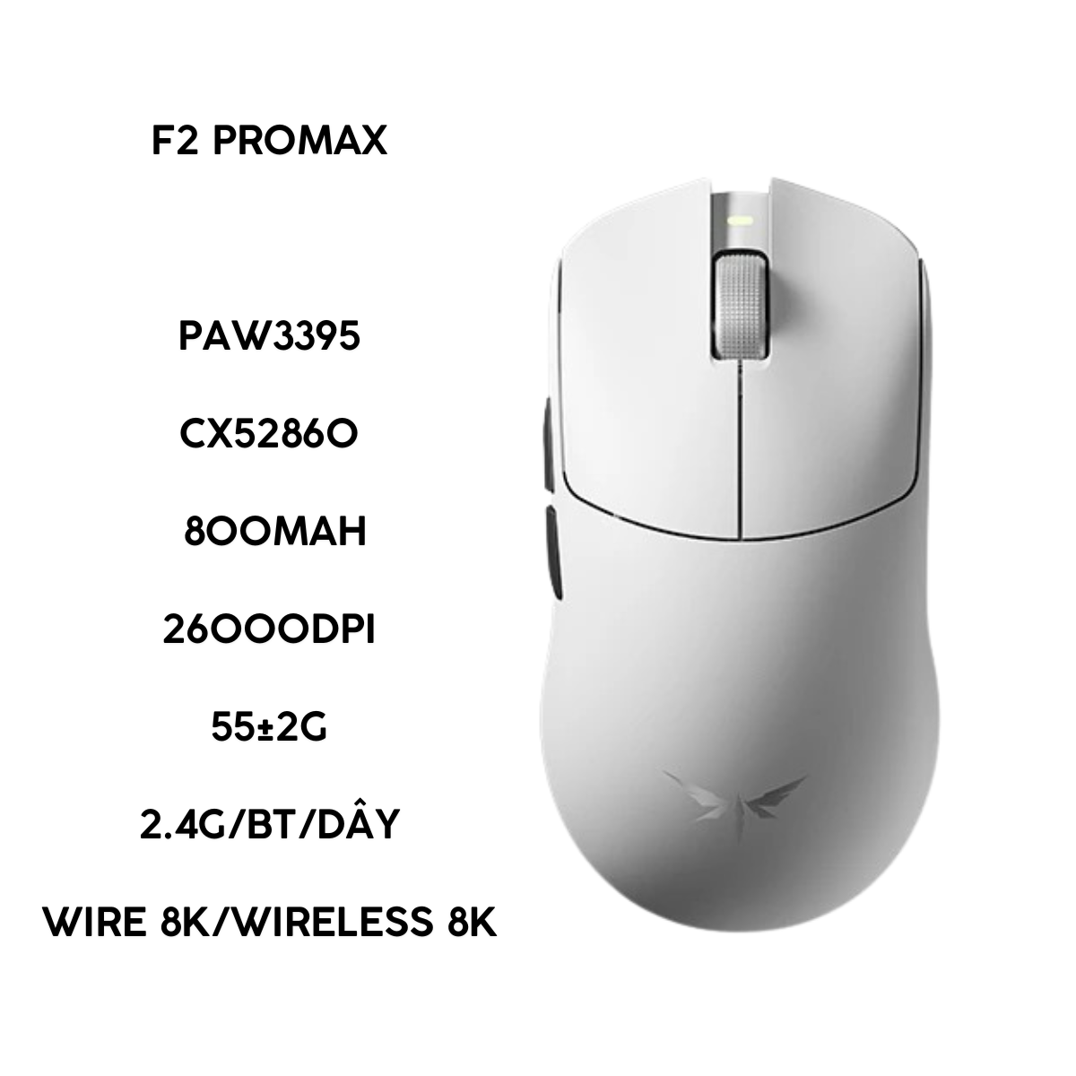 Chuột Gaming Không Dây VGN Dragonfly F2 Promax, Ultra+ Siêu nhẹ 51g, Cảm biến PAW3950 Flagship, Chip Nordic