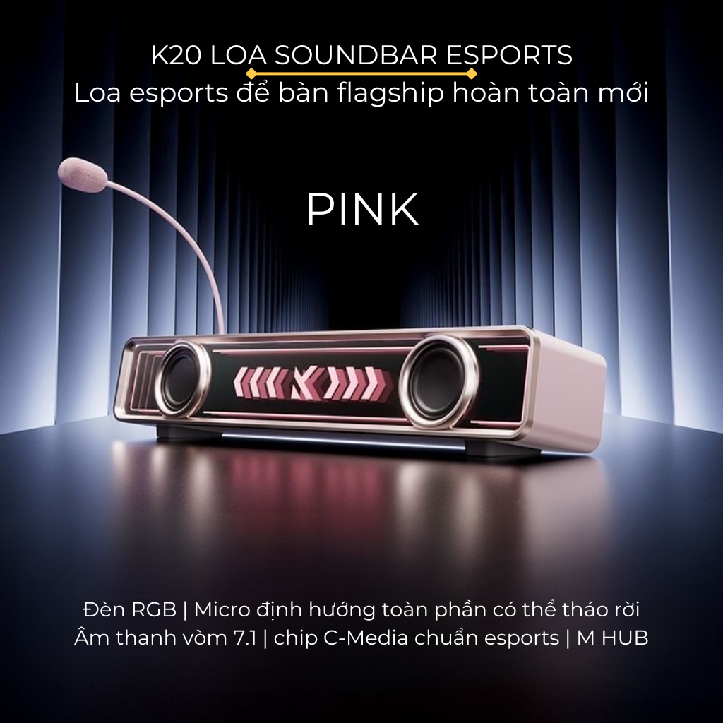 Loa Soundbar Gaming MCHOSE K20 – Âm Thanh Vòm 7.1, Micro Tháo Rời, Đèn RGB Nhịp Nhạc
