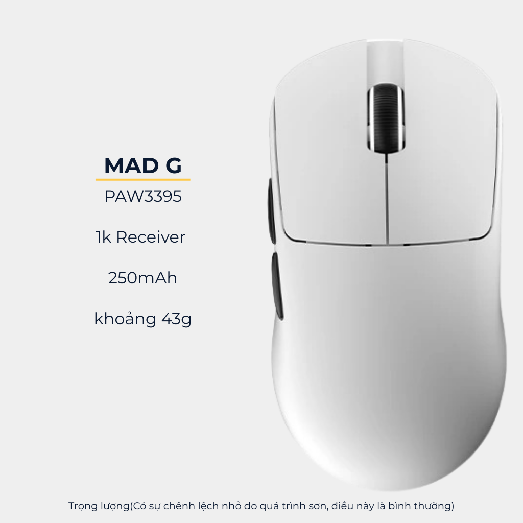 Chuột Gaming MADLIONS MAD G PRO - Siêu Nhẹ, Cảm Biến PAW3395, Kết Nối Không Dây