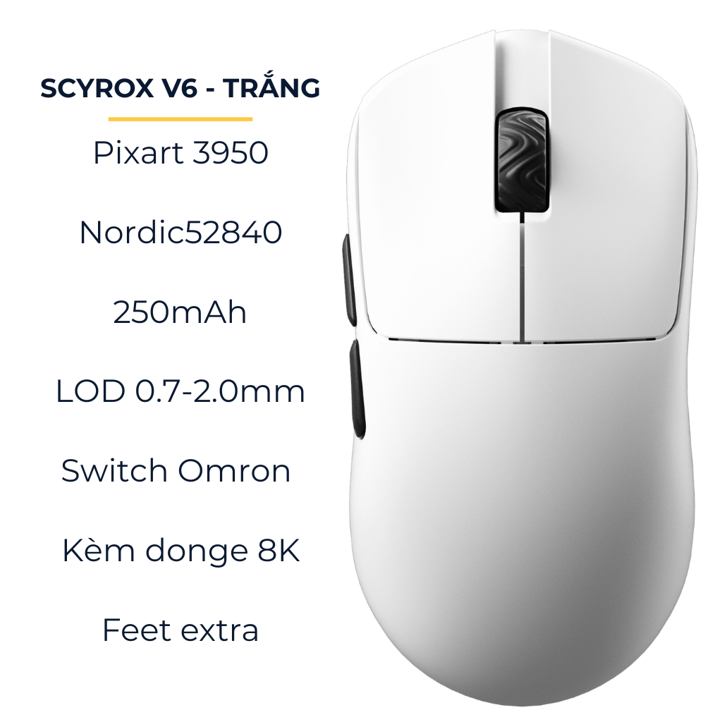 Chuột Gaming Không Dây Scyrox V6 – 8000Hz, 30K DPI, Siêu Nhẹ 40g