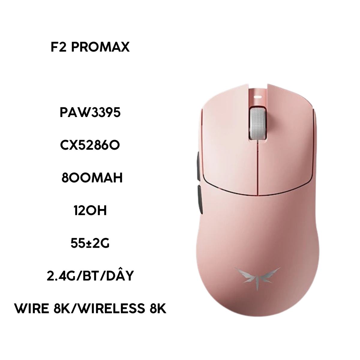 Chuột Gaming Không Dây VGN Dragonfly F2 Promax, Ultra+ Siêu nhẹ 51g, Cảm biến PAW3950 Flagship, Chip Nordic
