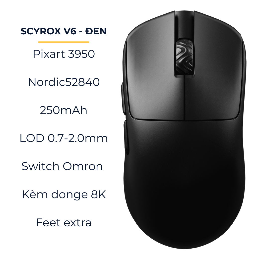 Chuột Gaming Không Dây Scyrox V6 – 8000Hz, 30K DPI, Siêu Nhẹ 40g