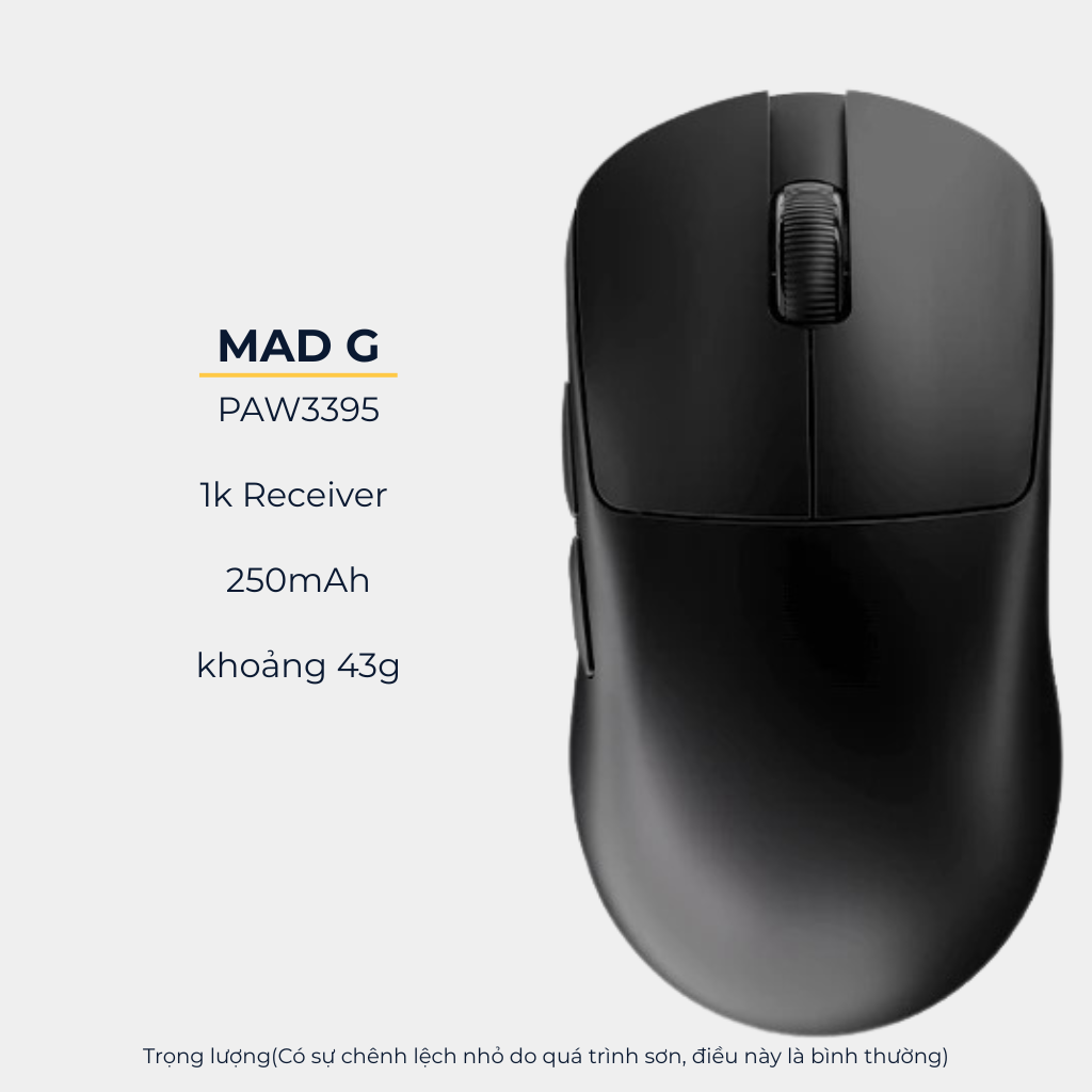 Chuột Gaming MADLIONS MAD G PRO - Siêu Nhẹ, Cảm Biến PAW3395, Kết Nối Không Dây