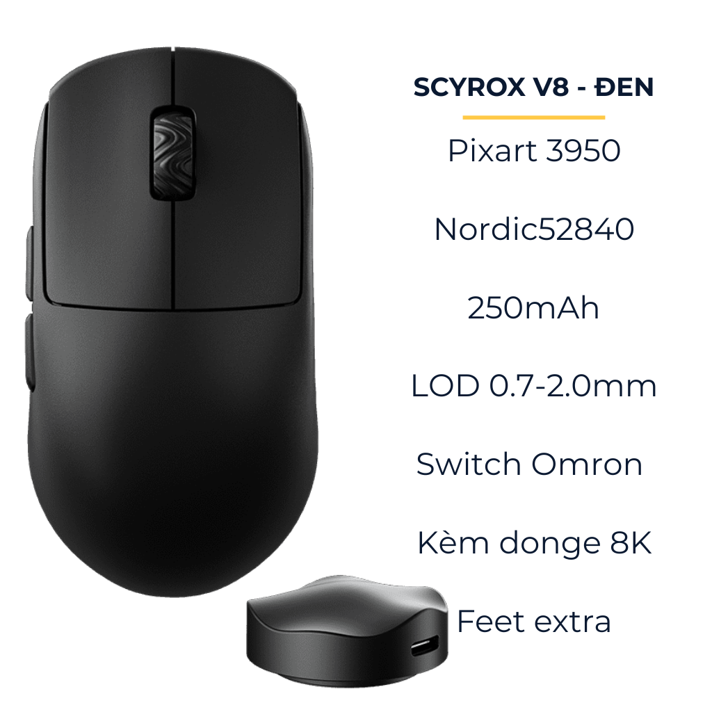 Chuột Gaming Không Dây Scyrox V8 – 8000Hz, 30K DPI, Siêu Nhẹ 40g