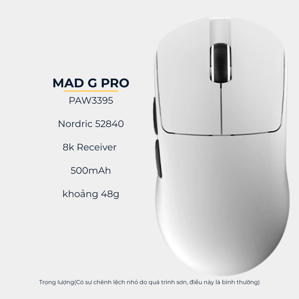 Chuột Gaming MADLIONS MAD G PRO - Siêu Nhẹ, Cảm Biến PAW3395, Kết Nối Không Dây