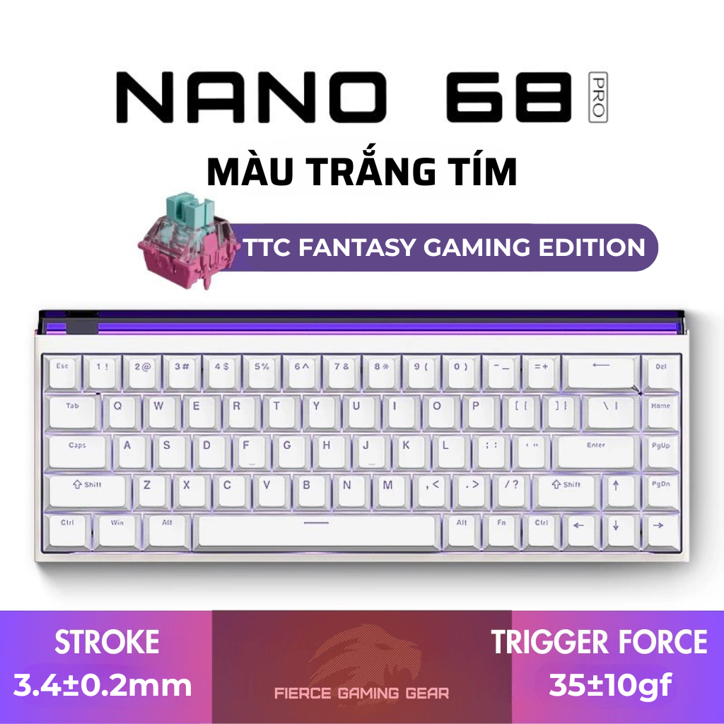 BÀN PHÍM CƠ GAMING HE MADLIONS NANO68 HE | Rapid Trigger | 128K | 8000hz | RT 0.01MM