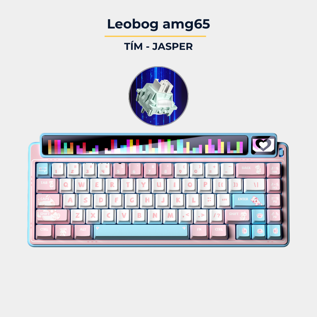 BÀN PHÍM CƠ LEOBOG AMG65 SILENT, MÀN HÌNH TFT GIF/JPG, MÀN HÌNH LED THÔNG MINH, PIN 8000MAH