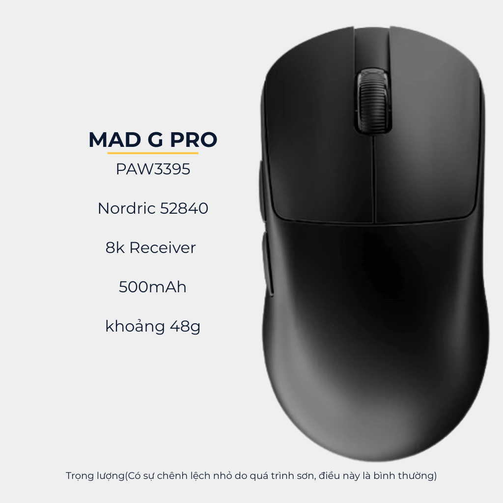 Chuột Gaming MADLIONS MAD G PRO - Siêu Nhẹ, Cảm Biến PAW3395, Kết Nối Không Dây
