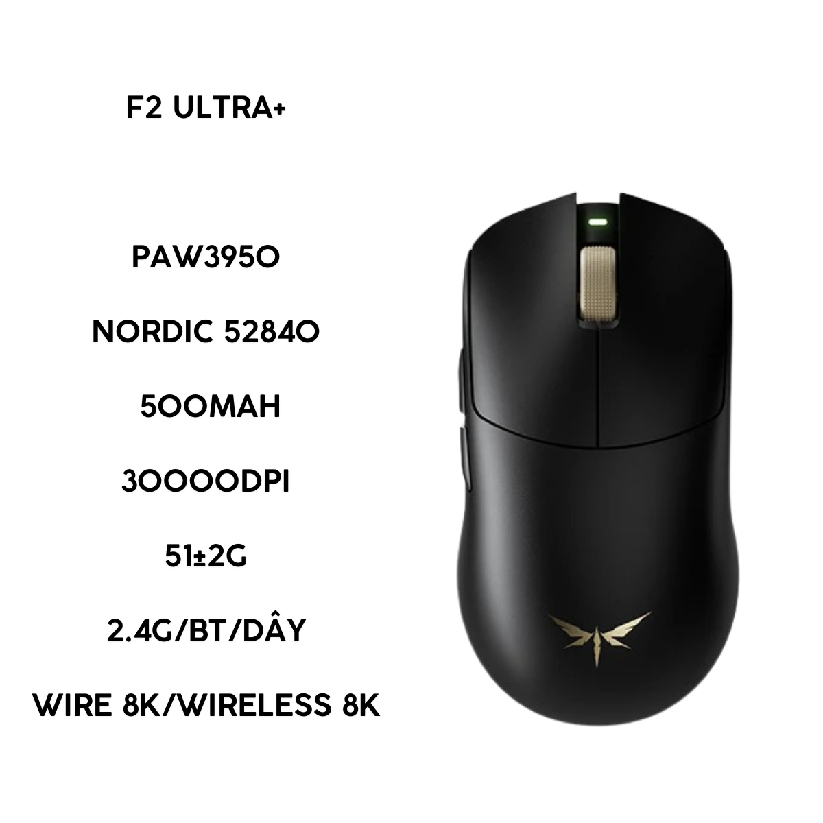Chuột Gaming Không Dây VGN Dragonfly F2 Promax, Ultra+ Siêu nhẹ 51g, Cảm biến PAW3950 Flagship, Chip Nordic