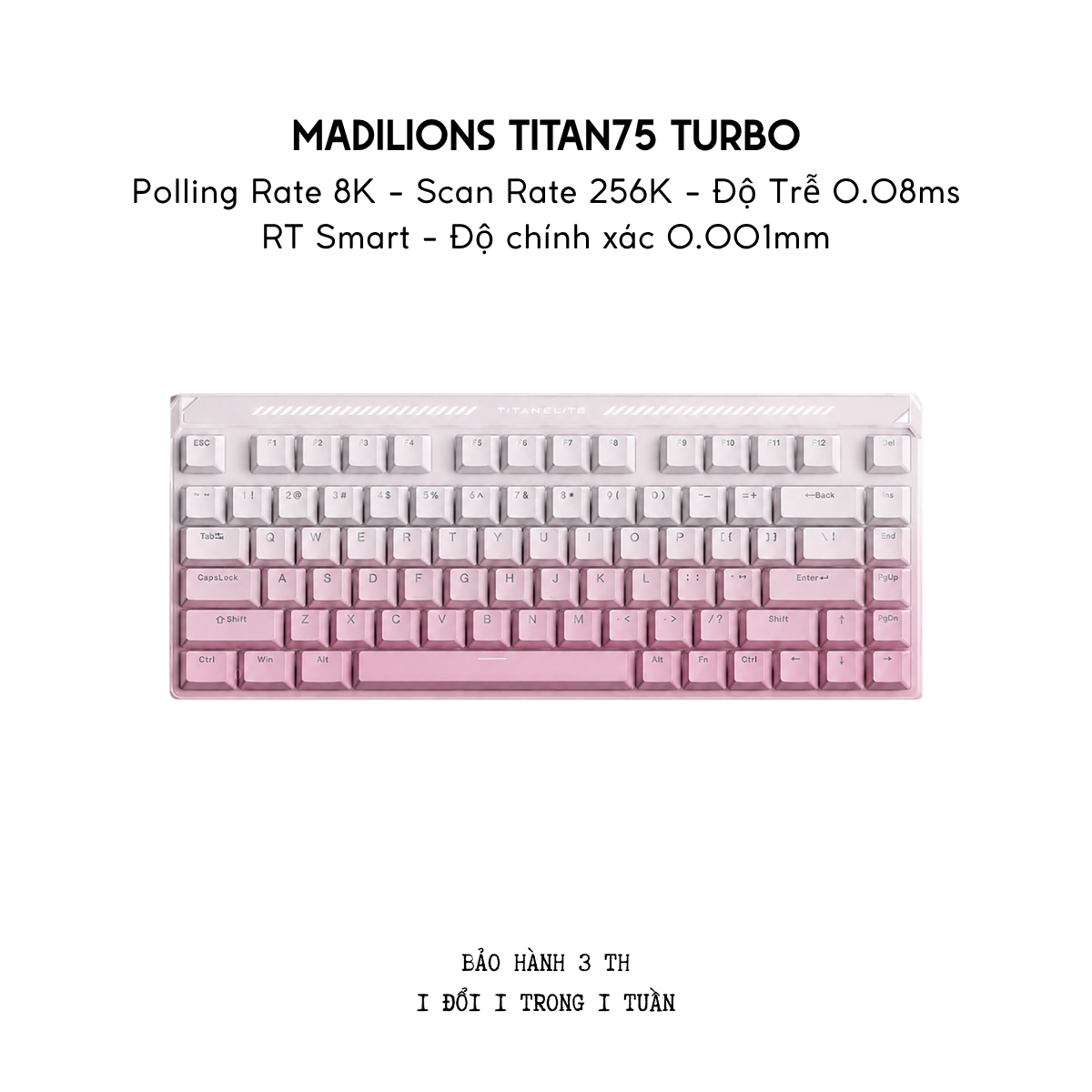 MAD TITAN 75 | Bàn Phím Gaming HE Chuyên Game 8K | Scan Rate 256K, Độ Trễ 0.08ms, Accuracy 0.001mm, RGB 16.8 Triệu Màu