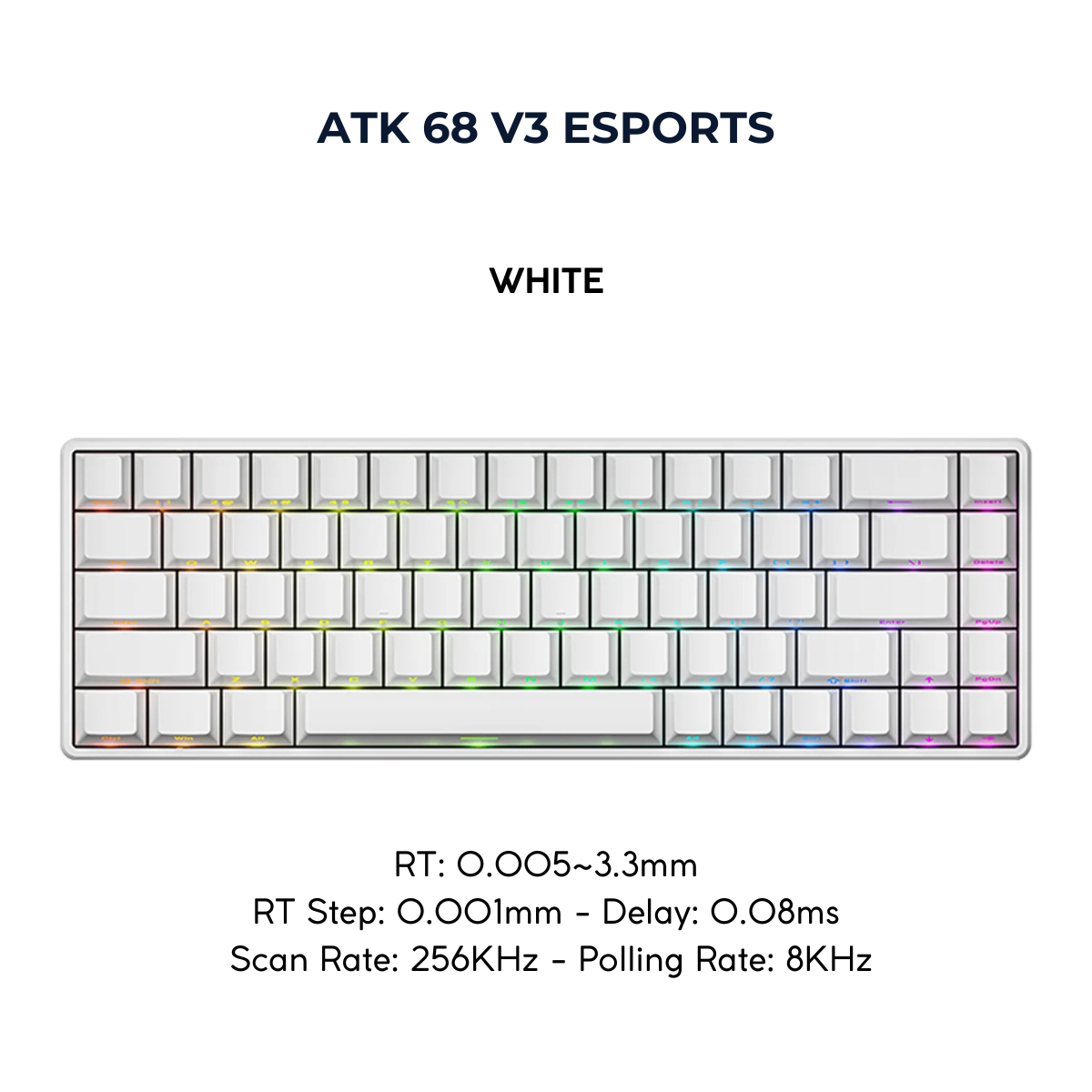 ATK 68 V3 ESPORTS| Bàn Phím Phím Từ Tính Chuyên Game 8K Hz, Độ Trễ 0.08ms, Scan Rate 256K, Accuracy 0.001mm, RGB 16.8 Triệu Màu
