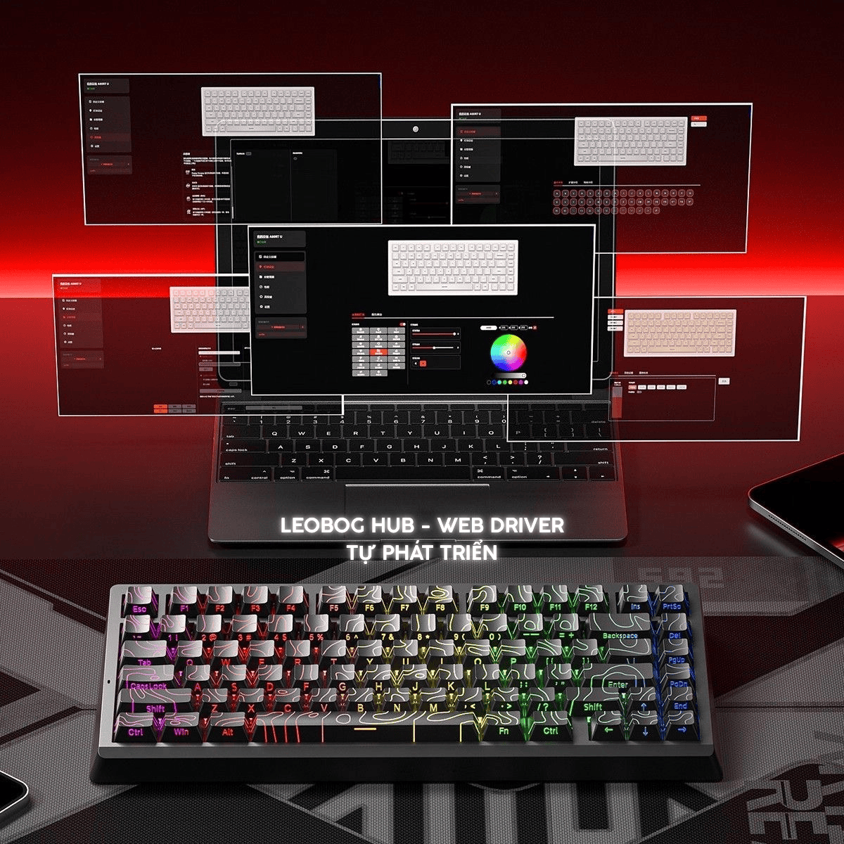 Bàn Phím Gaming HE Leobog A80RT, Pin 8000mAh, RT 0.01mm, Polling Rate 8K, Scan Rate 32K, RGB 16triệu màu