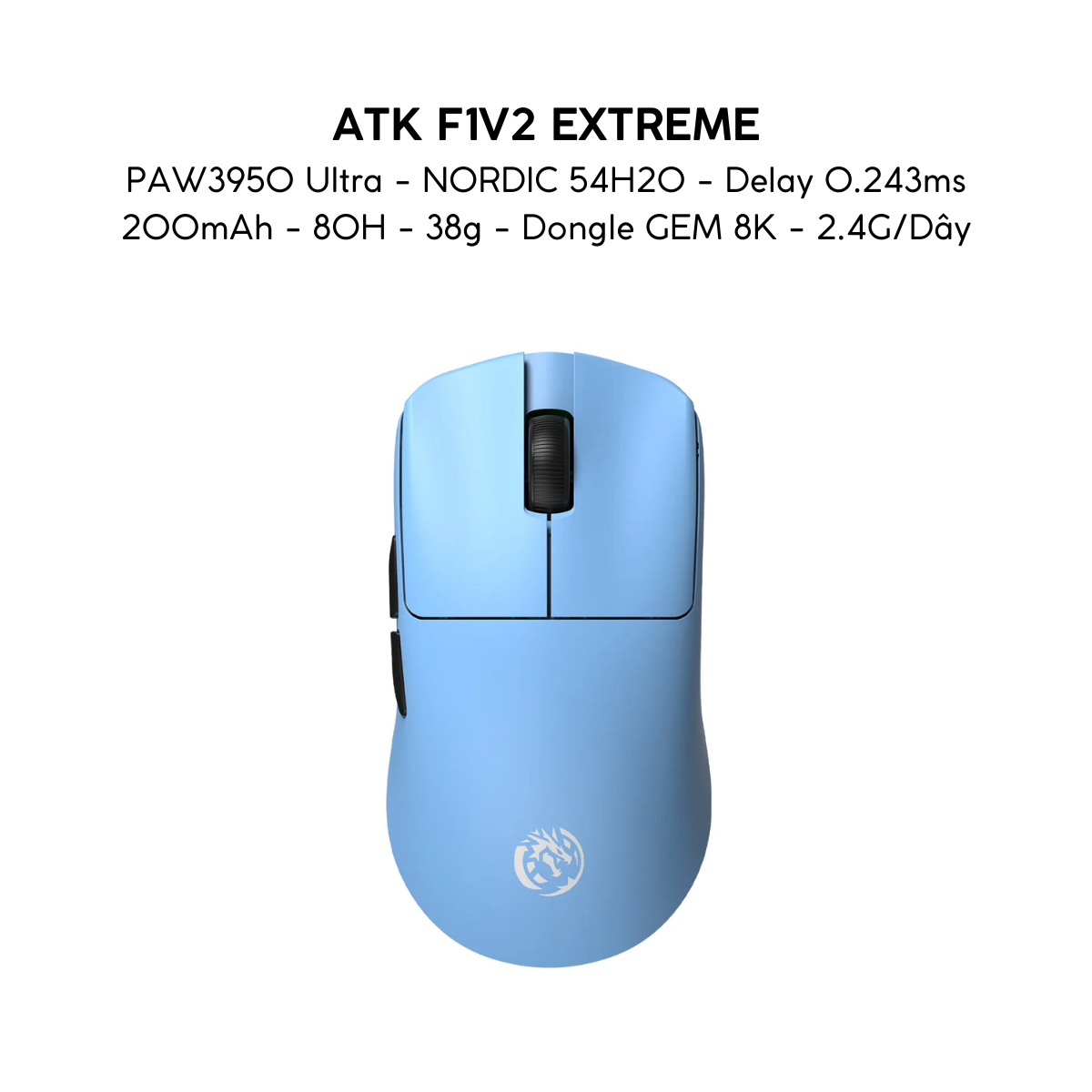 VGN ATK F1 V2 Series - Chuột Không Dây Nhẹ 38g, Cảm Biến PAW3950 Ultra, Polling Rate 8000Hz - Hiệu Suất Đỉnh Cao Cho Game Thủ