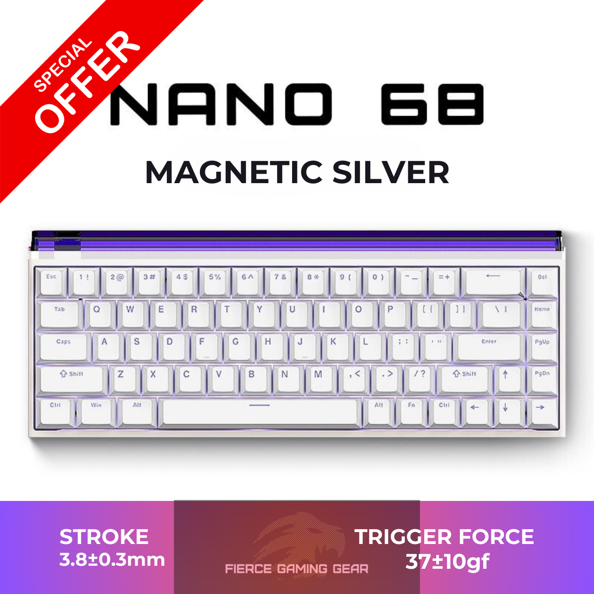 BÀN PHÍM CƠ GAMING HE MADLIONS NANO68 HE | Rapid Trigger | 128K | 8000hz | RT 0.01MM