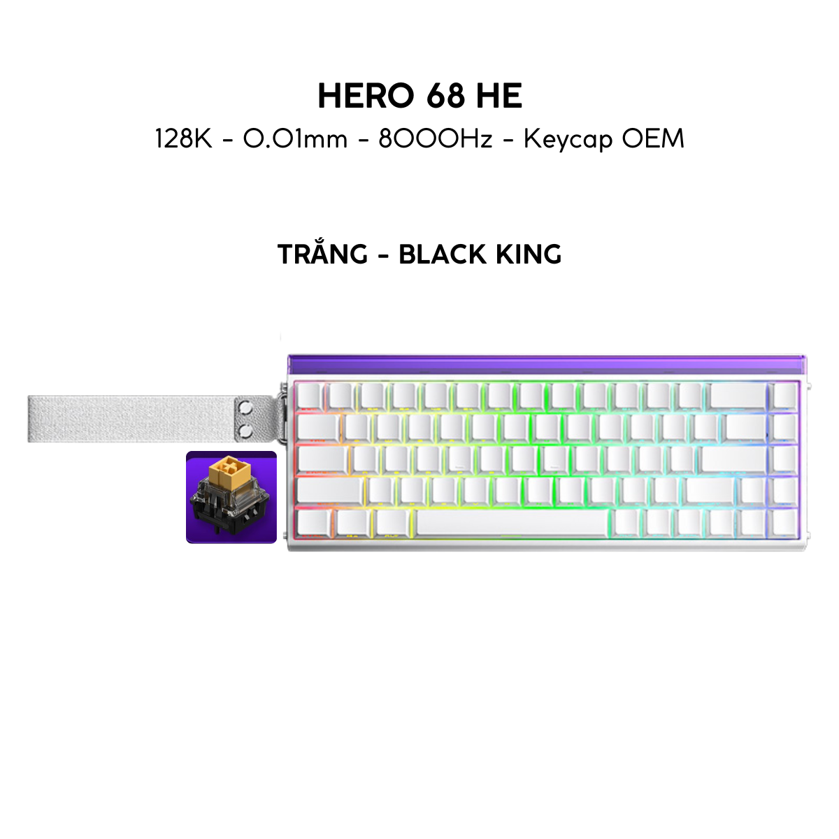 Aula Hero 68 | Bàn Phím Gaming HE Polling rate 8K Hz, Scan rate 128K, Độ Trễ 0.1ms, Hộp Đèn Neon RGB