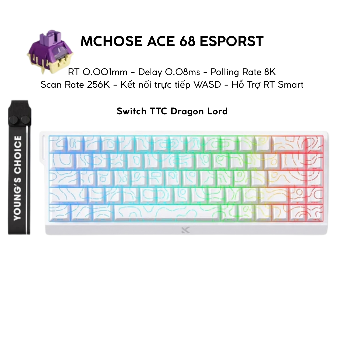 BÀN PHÍM CƠ GAMING HE MCHOSE ACE60/68 | Rapid Trigger | Scan-rate 128K | 8000hz
