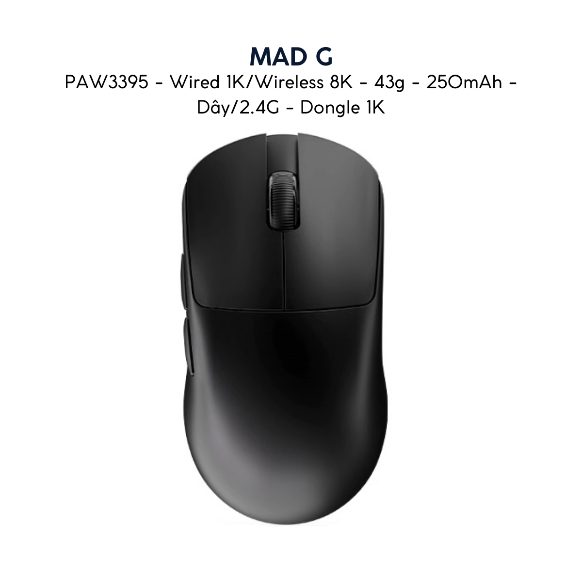 Chuột Gaming MADLIONS MAD G PRO - Siêu Nhẹ, Cảm Biến PAW3395, Kết Nối Không Dây