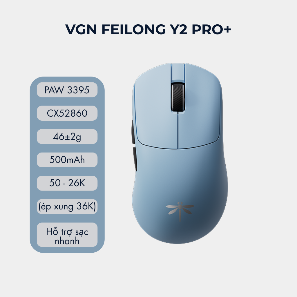 Chuột Gaming Không Dây Siêu Nhẹ VGN Feilong Y2 Pro – Cảm biến PAW3950, Switch Quang học Omron, Receiver 8K