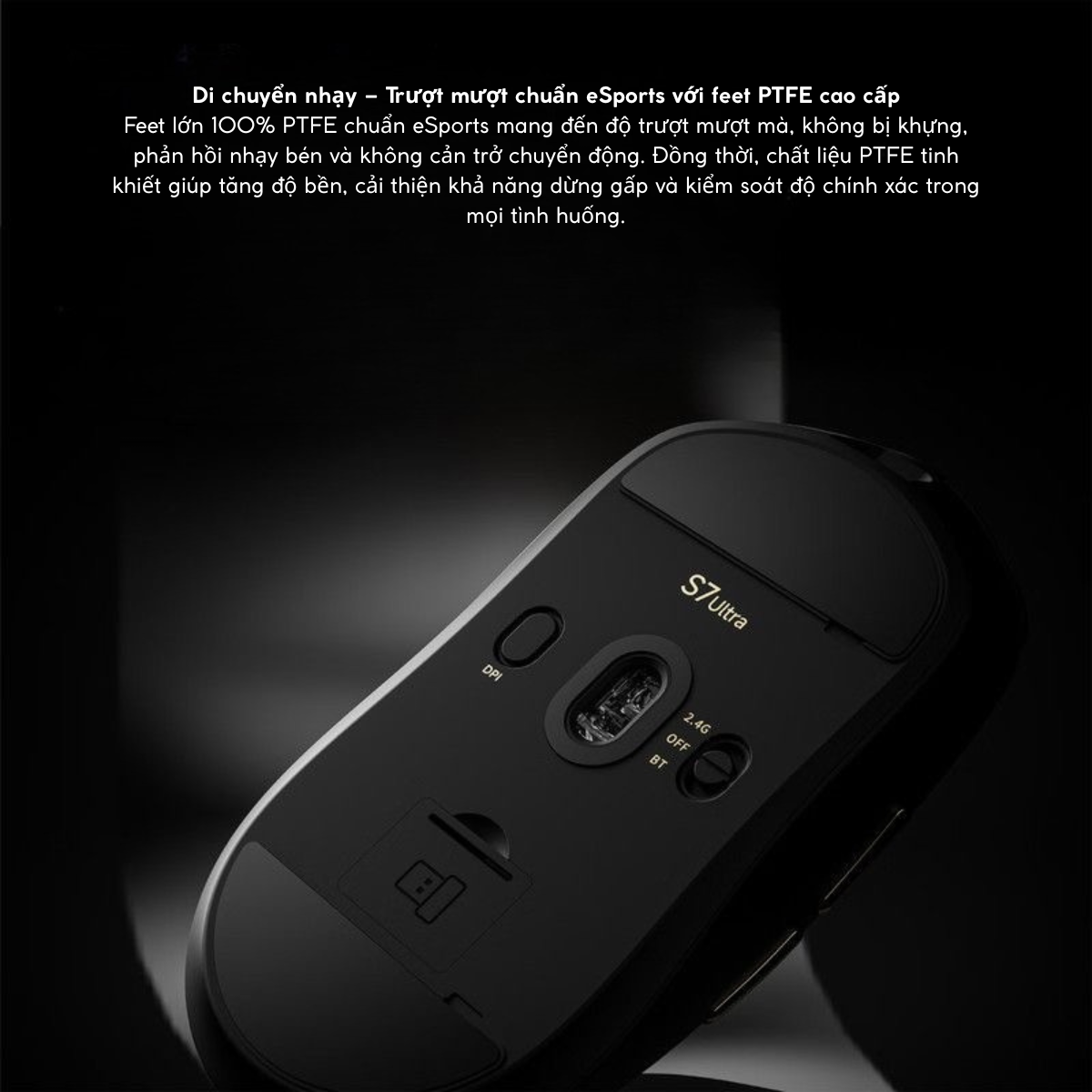 Chuột Gaming Không Dây Eweadn S7 Series, PAW 3950, PAR2862, Polling rate 8K, Pin 800mAh, Lớp phủ Nano Ice Skin