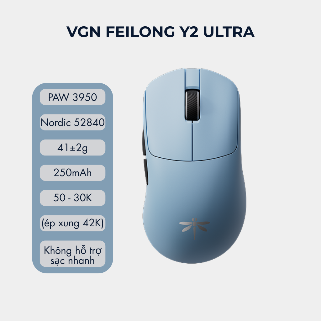 Chuột Gaming Không Dây Siêu Nhẹ VGN Feilong Y2 Pro – Cảm biến PAW3950, Switch Quang học Omron, Receiver 8K