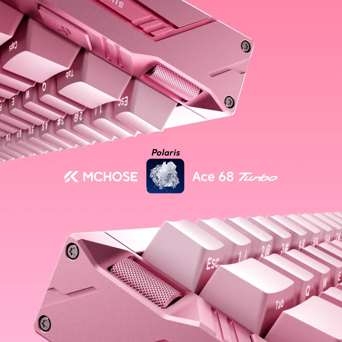 BÀN PHÍM GAMING HE MCHOSE ACE 68 TURBO, Polling Rate 16K, Độ Chính Xác 0.001mm, Scan Rate 256K, Độ Trễ 0.06ms, RGB 16.8 triệu màu, Hỗ Trợ Music Rhythm 2.0