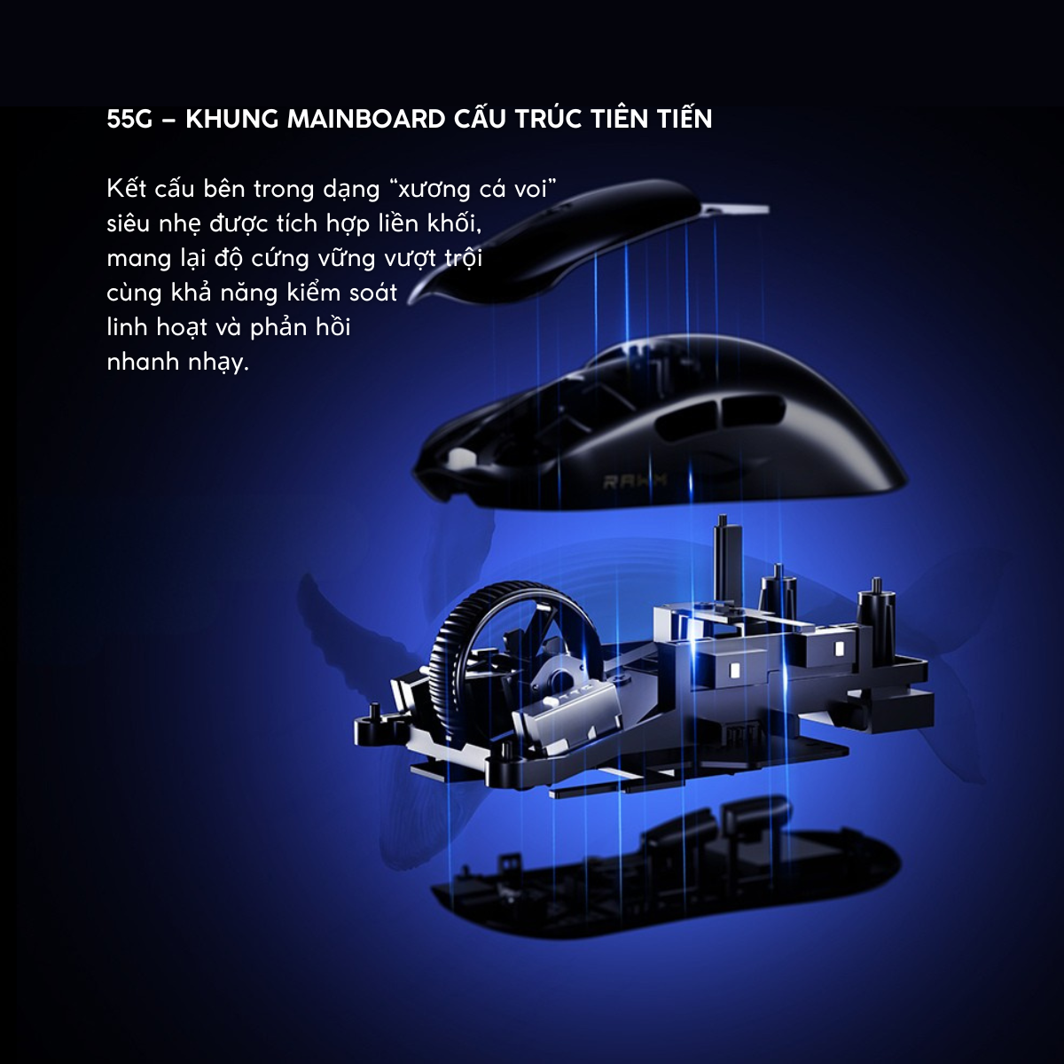 Chuột Gaming Không Dây RAWM Leviathan V4, Cảm Biến PAW3950, Nordic nRF54L15, Dual 8K, RawmSpeeed, Pin 500mAh, 150H, ~55g, Lớp Phủ THERMO-SENSITIVE